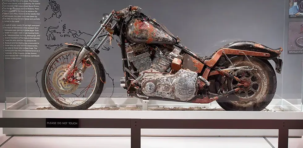 muestra de museo moto Harley Davidson con la historia de la marca